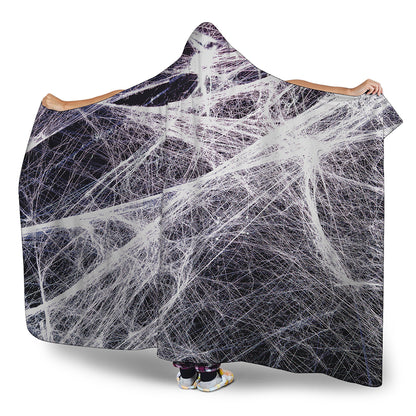 Horror Cobweb Print Hooded Blanket