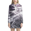 Horror Cobweb Print Pullover Hoodie Dress