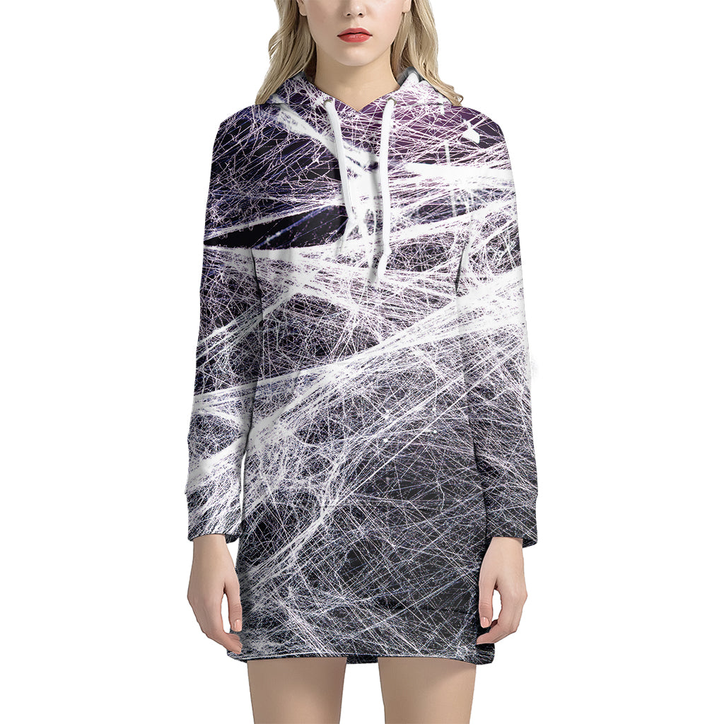 Horror Cobweb Print Hoodie Dress