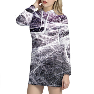 Horror Cobweb Print Hoodie Dress