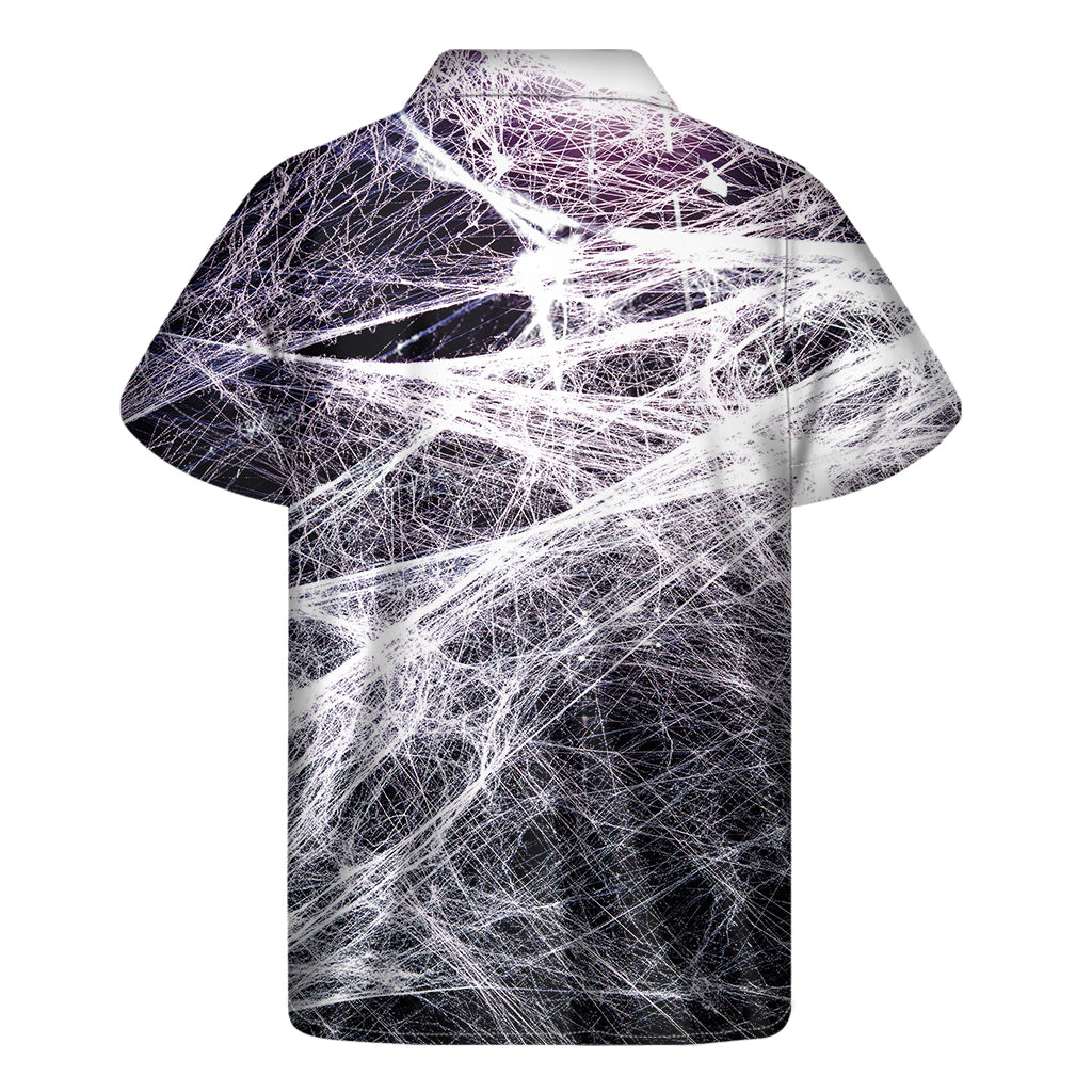 Horror Cobweb Print Men's Short Sleeve Shirt