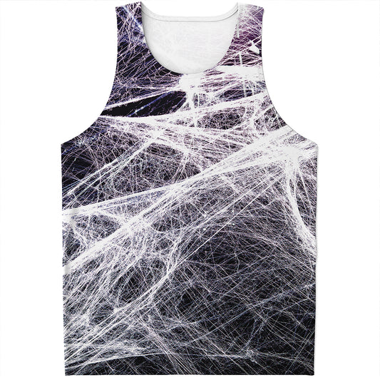 Horror Cobweb Print Men's Tank Top