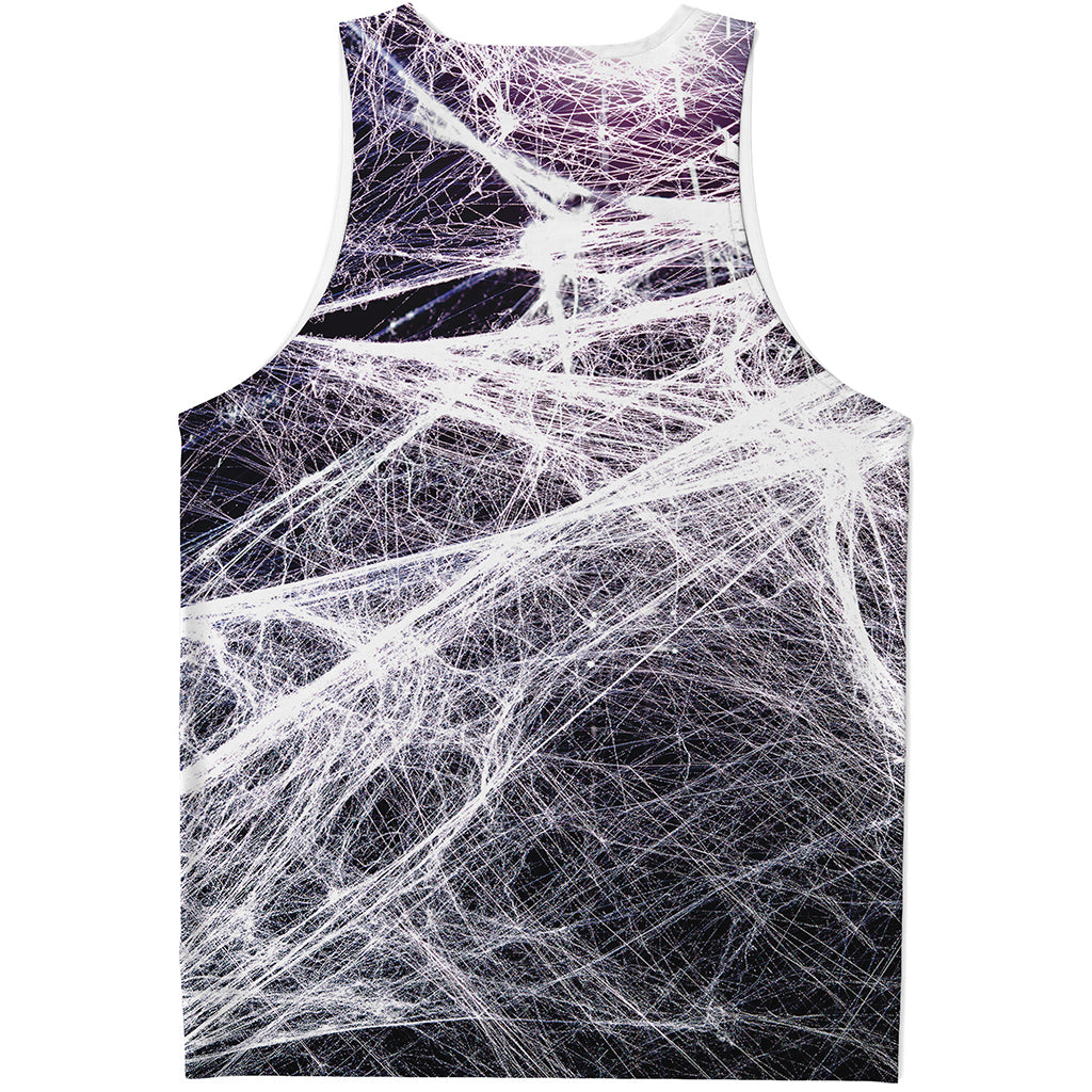 Horror Cobweb Print Men's Tank Top