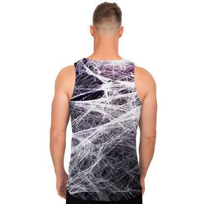 Horror Cobweb Print Men's Tank Top
