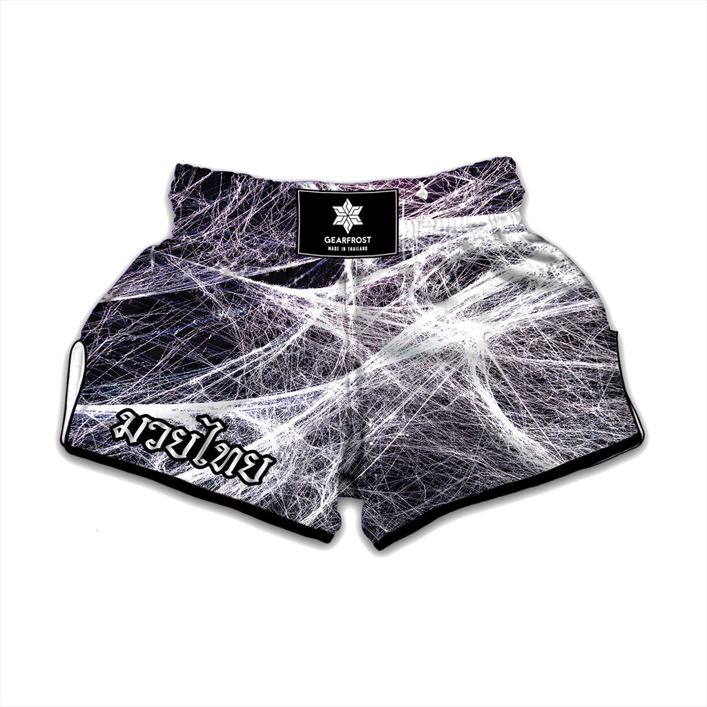 Horror Cobweb Print Muay Thai Boxing Shorts