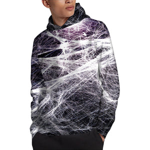 Horror Cobweb Print Pullover Hoodie