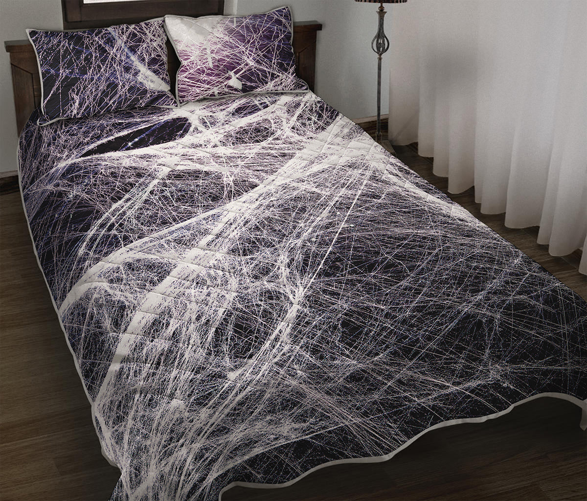 Horror Cobweb Print Quilt Bed Set