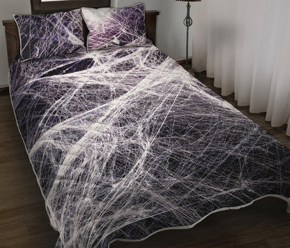Horror Cobweb Print Quilt Bed Set