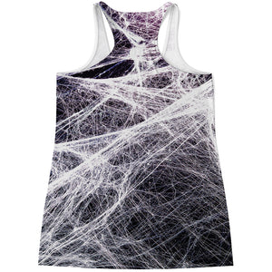 Horror Cobweb Print Women's Racerback Tank Top