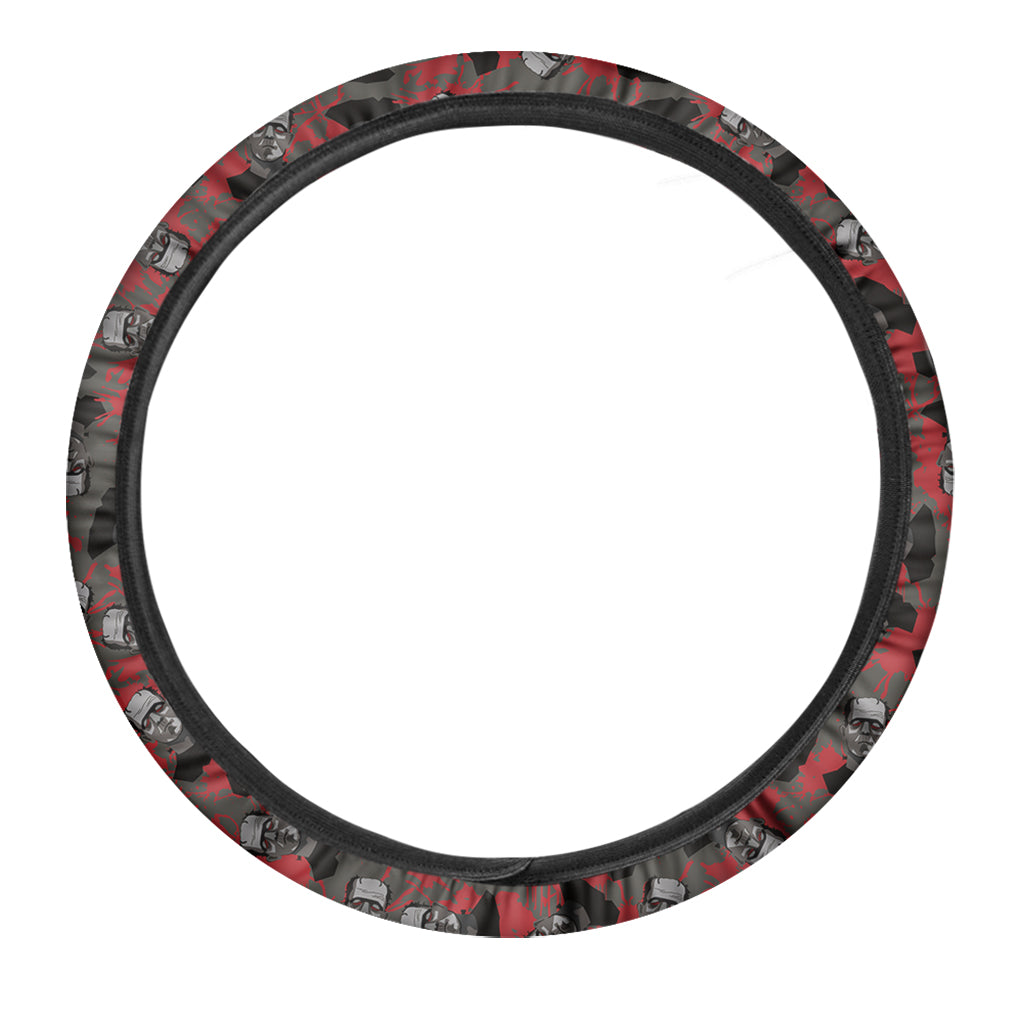 Horror Frankenstein Pattern Print Car Steering Wheel Cover
