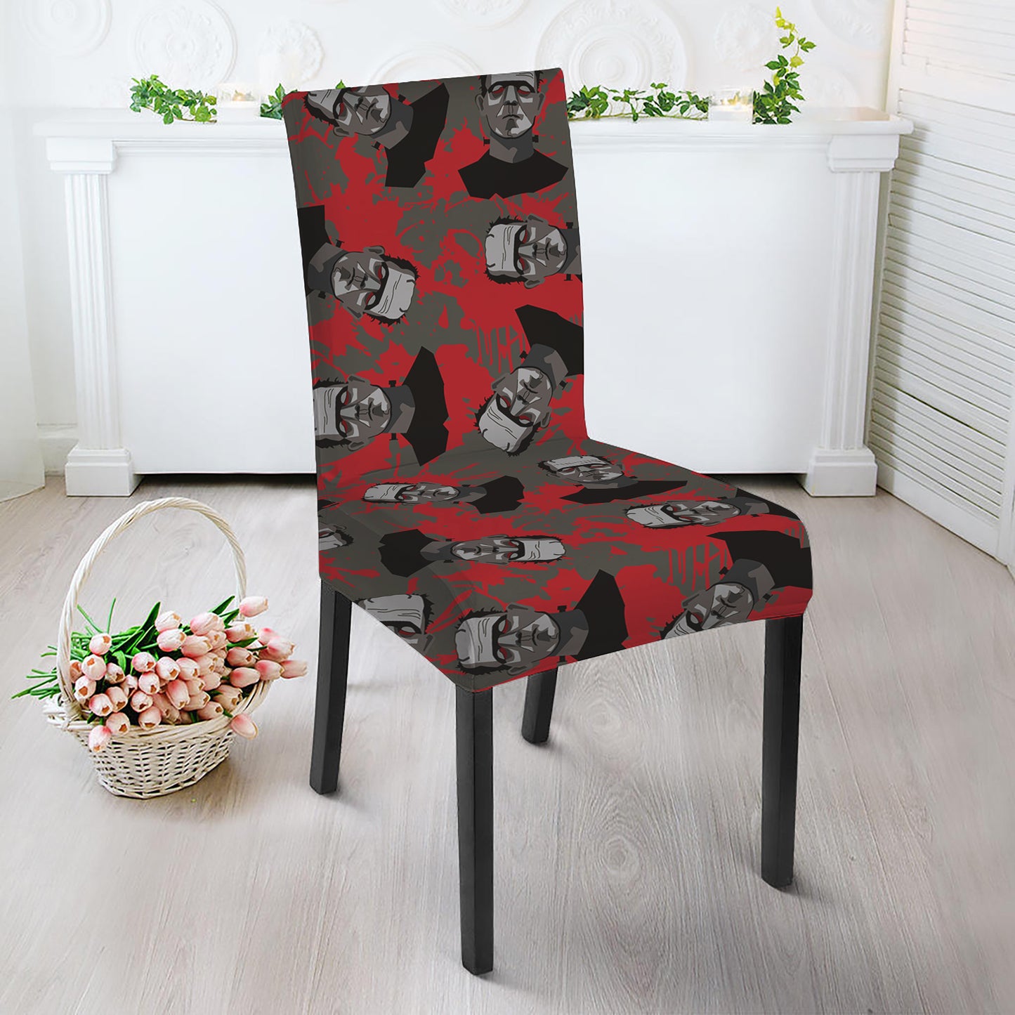 Horror Frankenstein Pattern Print Dining Chair Slipcover