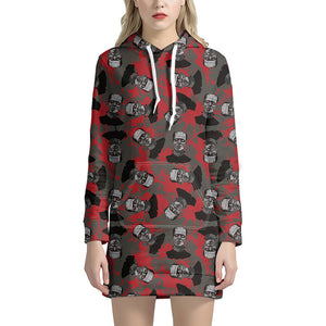 Horror Frankenstein Pattern Print Hoodie Dress