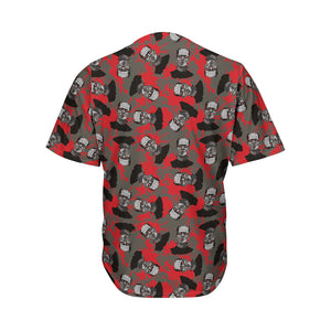 Horror Frankenstein Pattern Print Men's Baseball Jersey