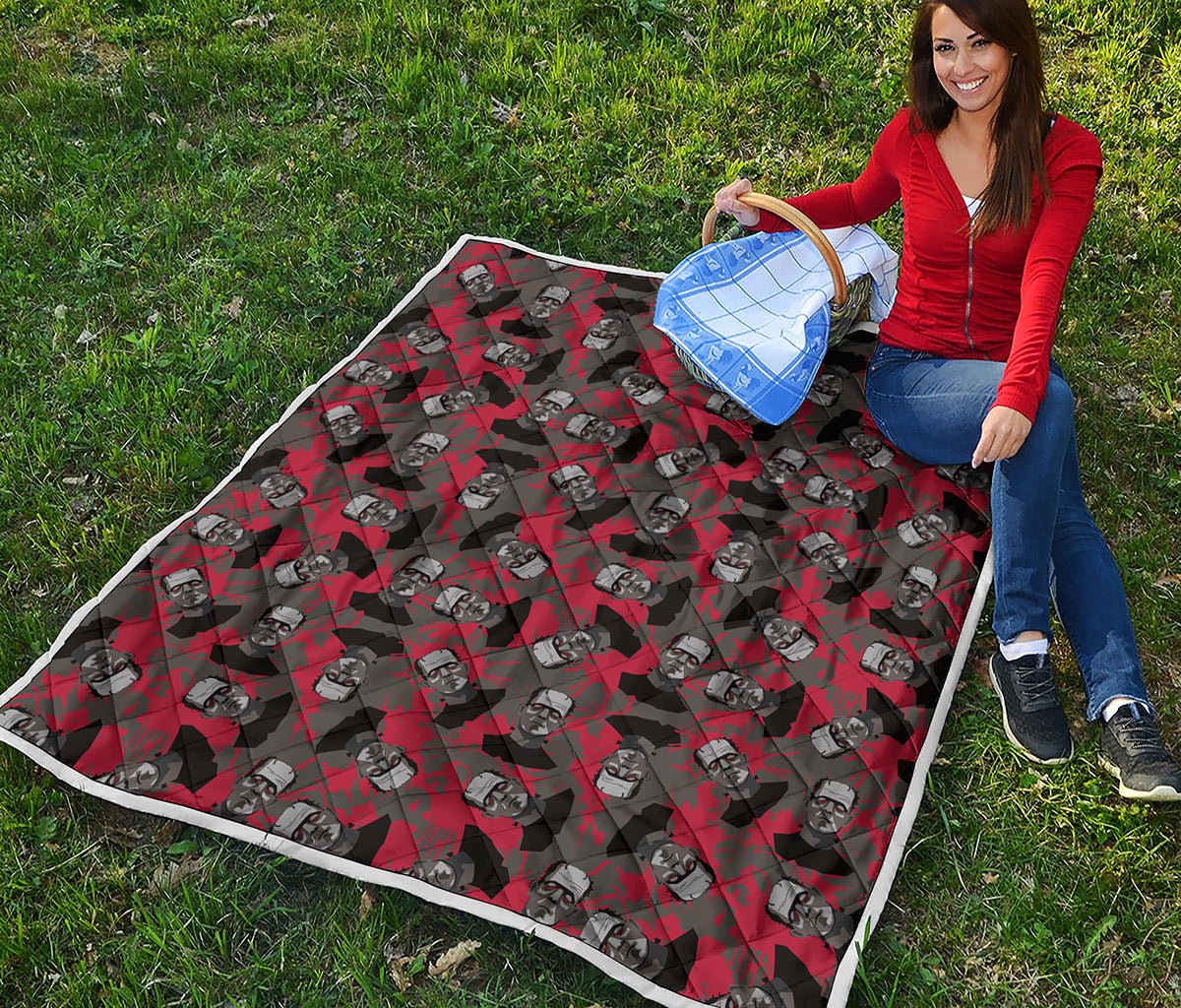 Horror Frankenstein Pattern Print Quilt