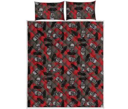 Horror Frankenstein Pattern Print Quilt Bed Set