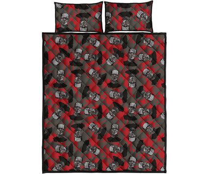 Horror Frankenstein Pattern Print Quilt Bed Set