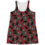Horror Frankenstein Pattern Print Women's Racerback Tank Top