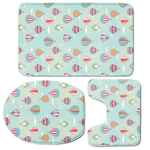 Hot Air Balloon Pattern Print 3 Piece Bath Mat Set