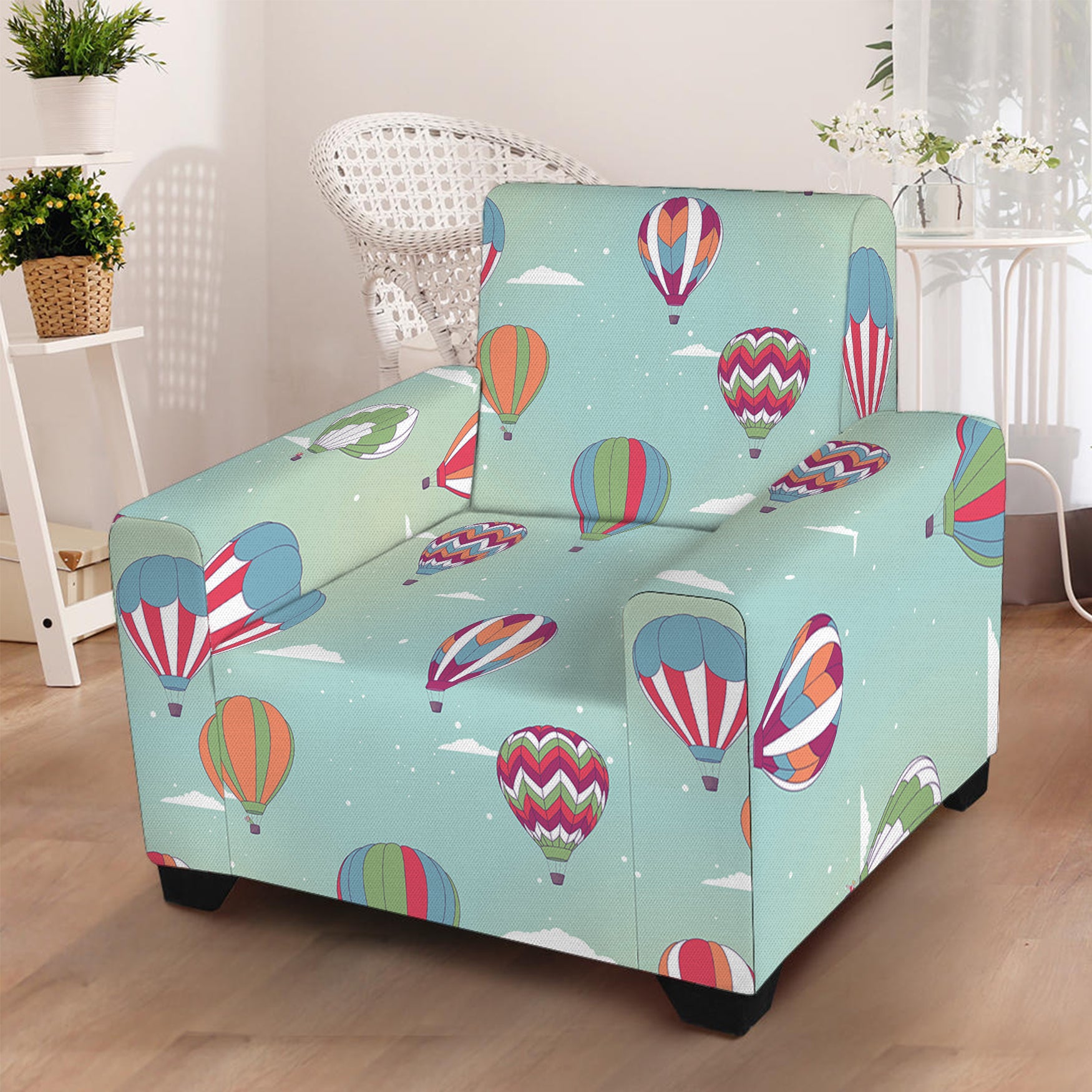 Hot Air Balloon Pattern Print Armchair Slipcover