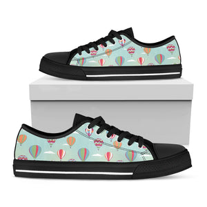 Hot Air Balloon Pattern Print Black Low Top Shoes