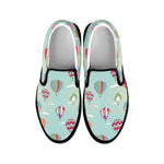 Hot Air Balloon Pattern Print Black Slip On Shoes