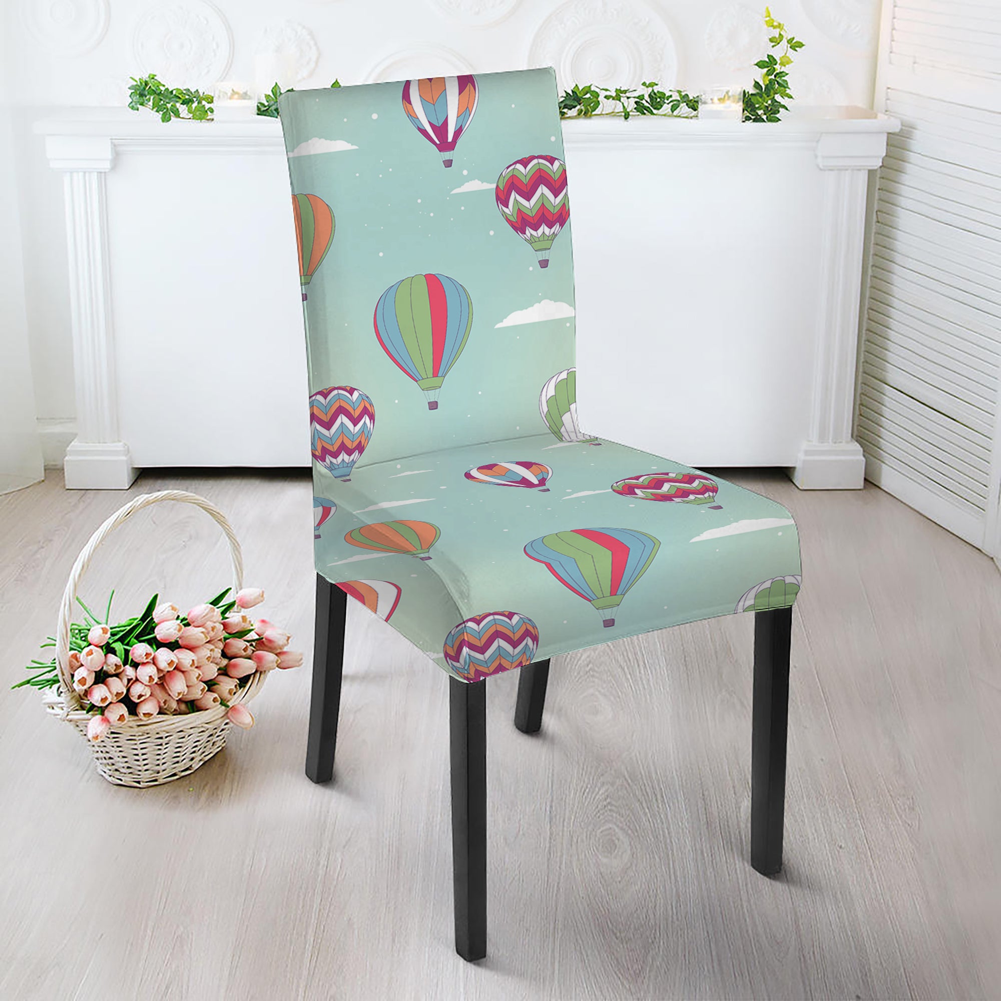 Hot Air Balloon Pattern Print Dining Chair Slipcover