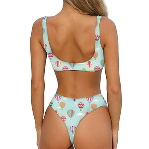 Hot Air Balloon Pattern Print Front Bow Tie Bikini