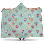 Hot Air Balloon Pattern Print Hooded Blanket