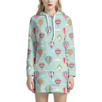 Hot Air Balloon Pattern Print Hoodie Dress