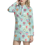 Hot Air Balloon Pattern Print Hoodie Dress