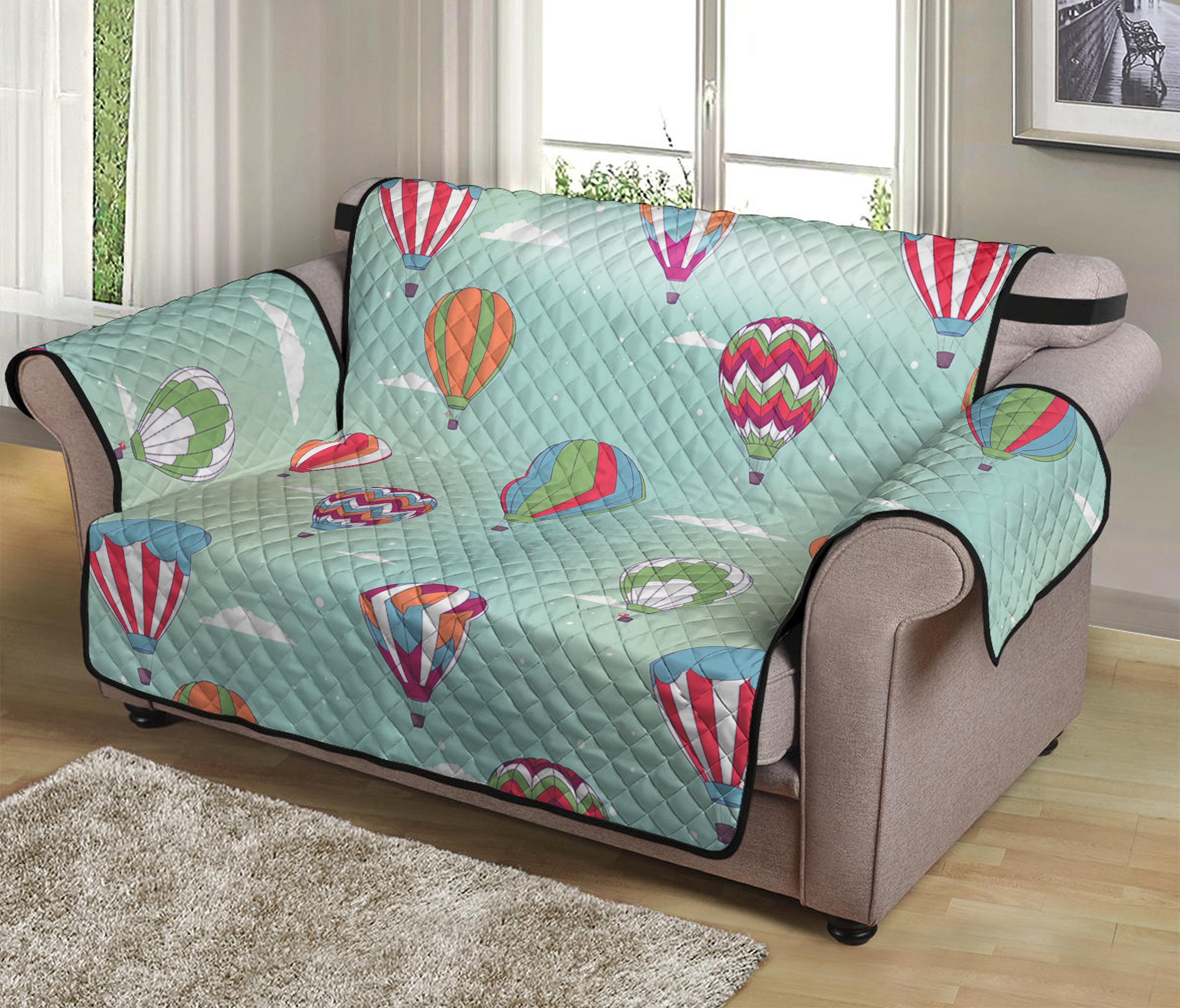 Hot Air Balloon Pattern Print Loveseat Protector