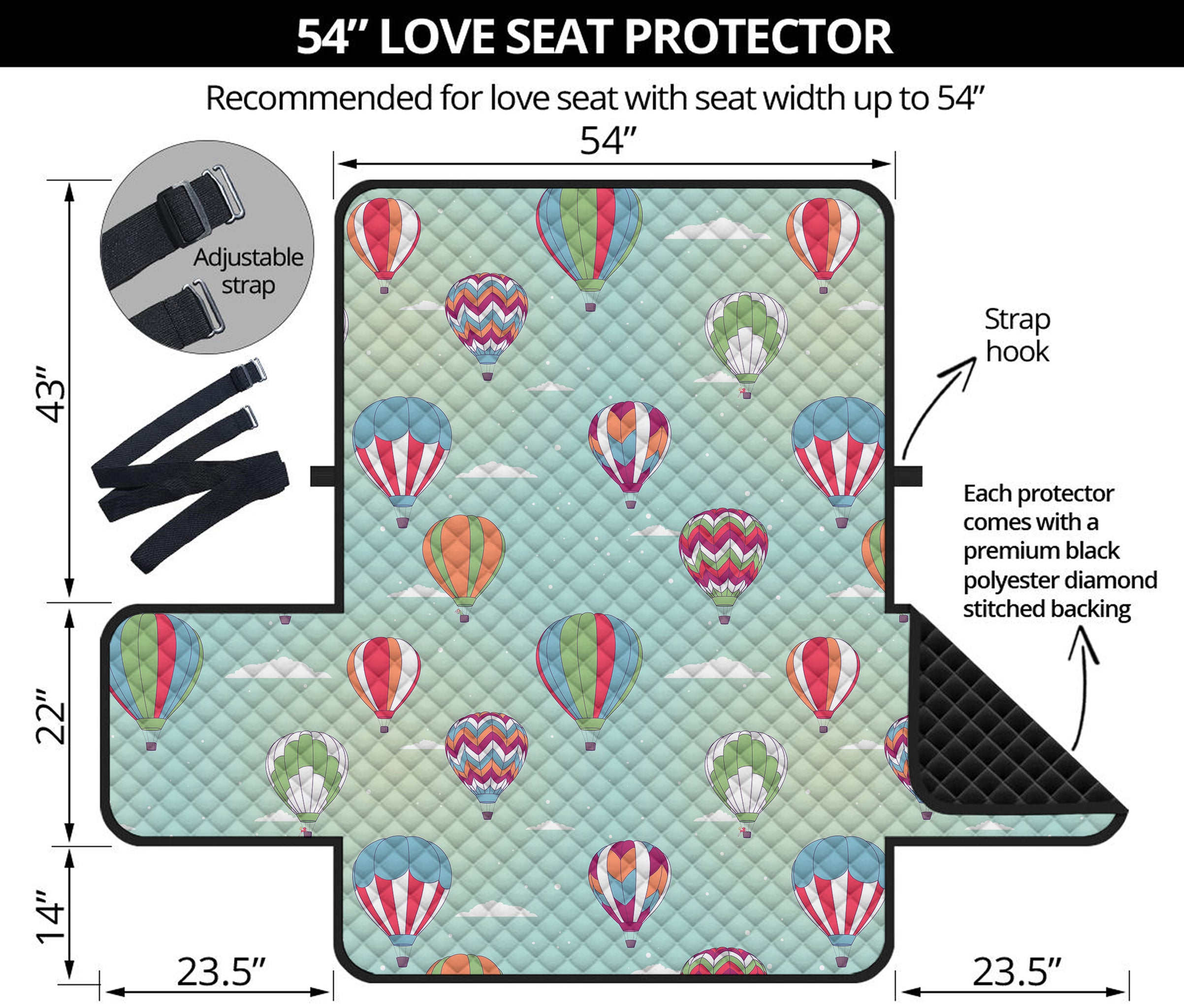 Hot Air Balloon Pattern Print Loveseat Protector