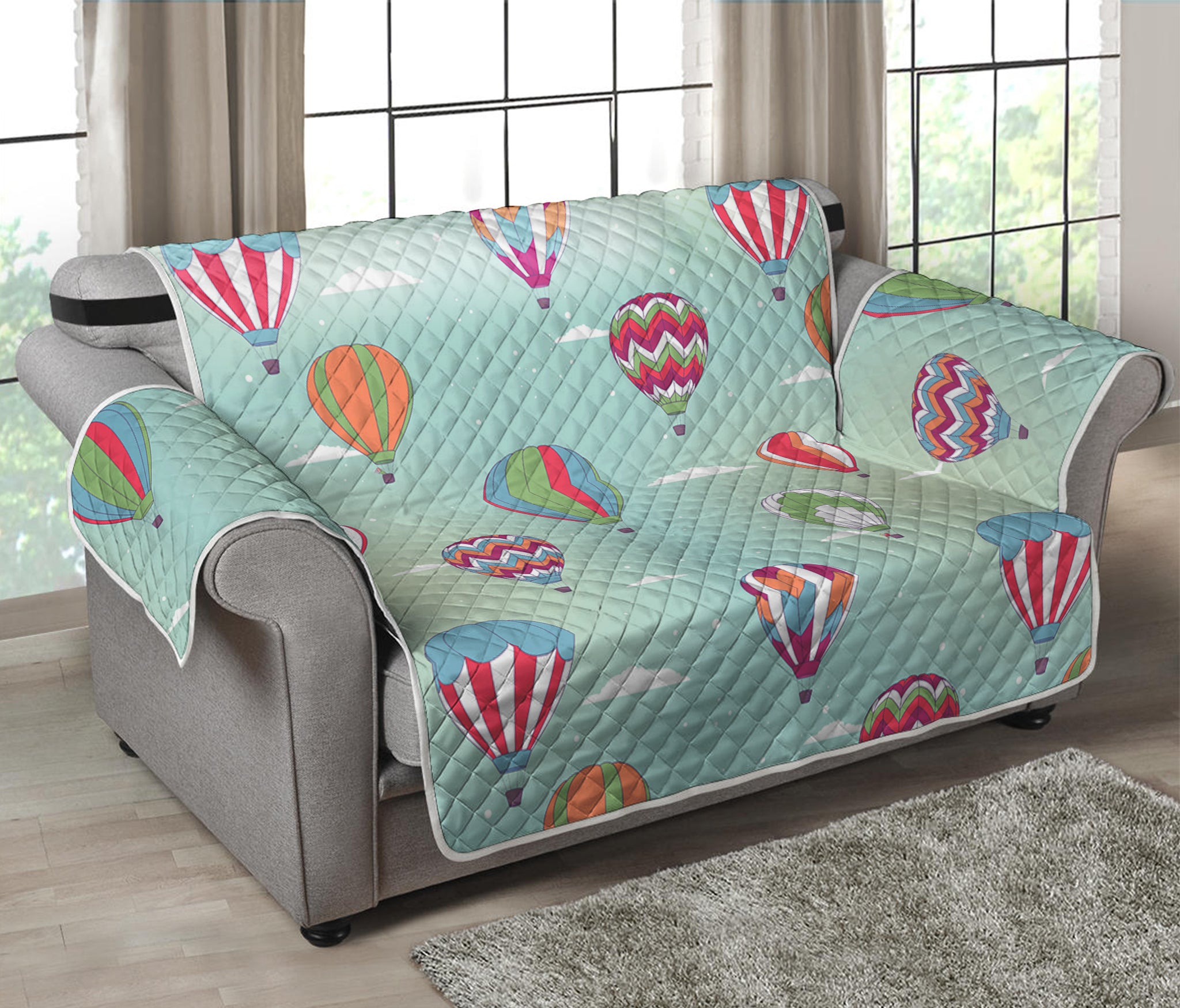 Hot Air Balloon Pattern Print Loveseat Protector