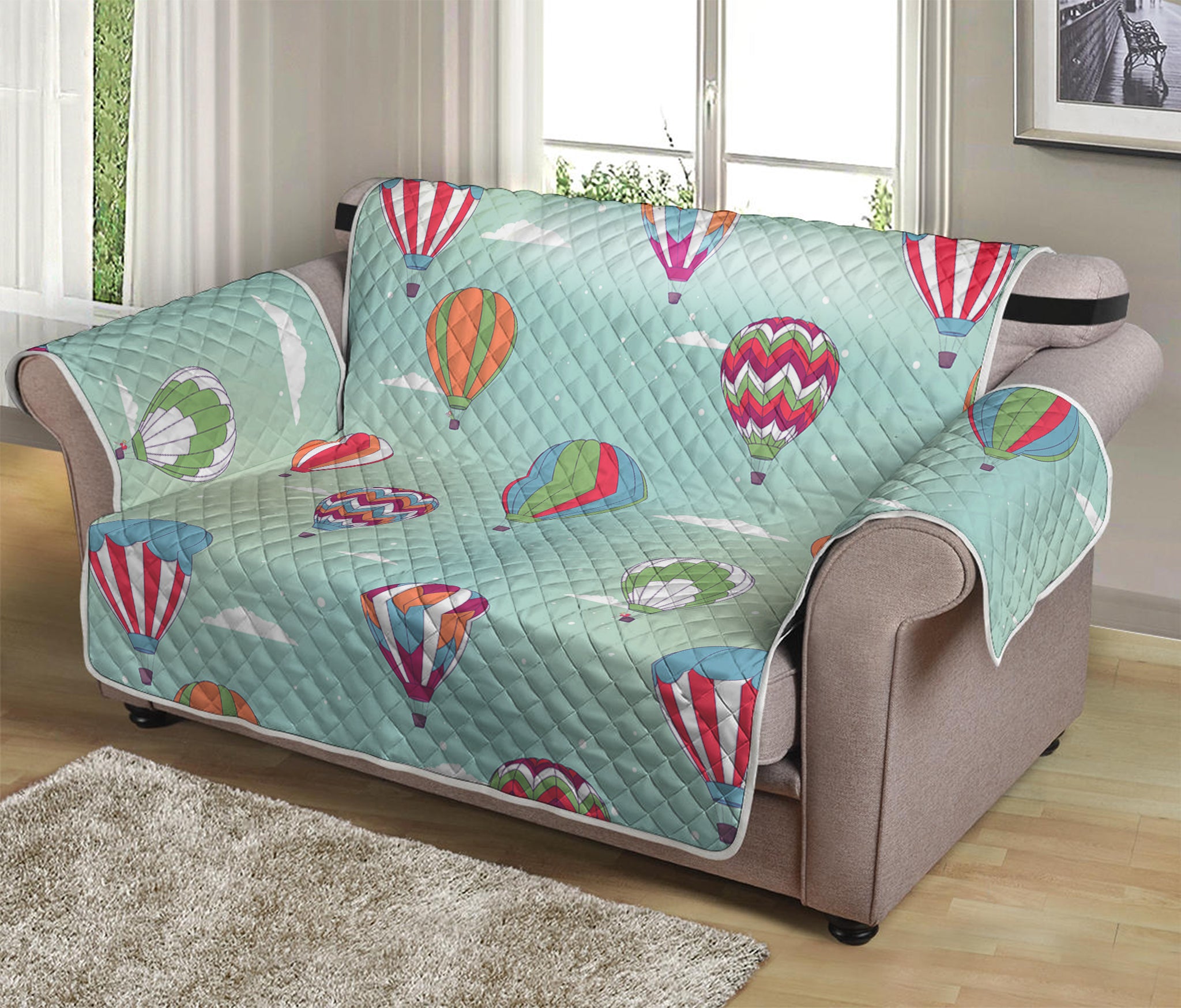 Hot Air Balloon Pattern Print Loveseat Protector