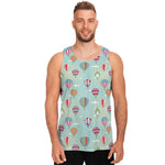 Hot Air Balloon Pattern Print Men's Tank Top