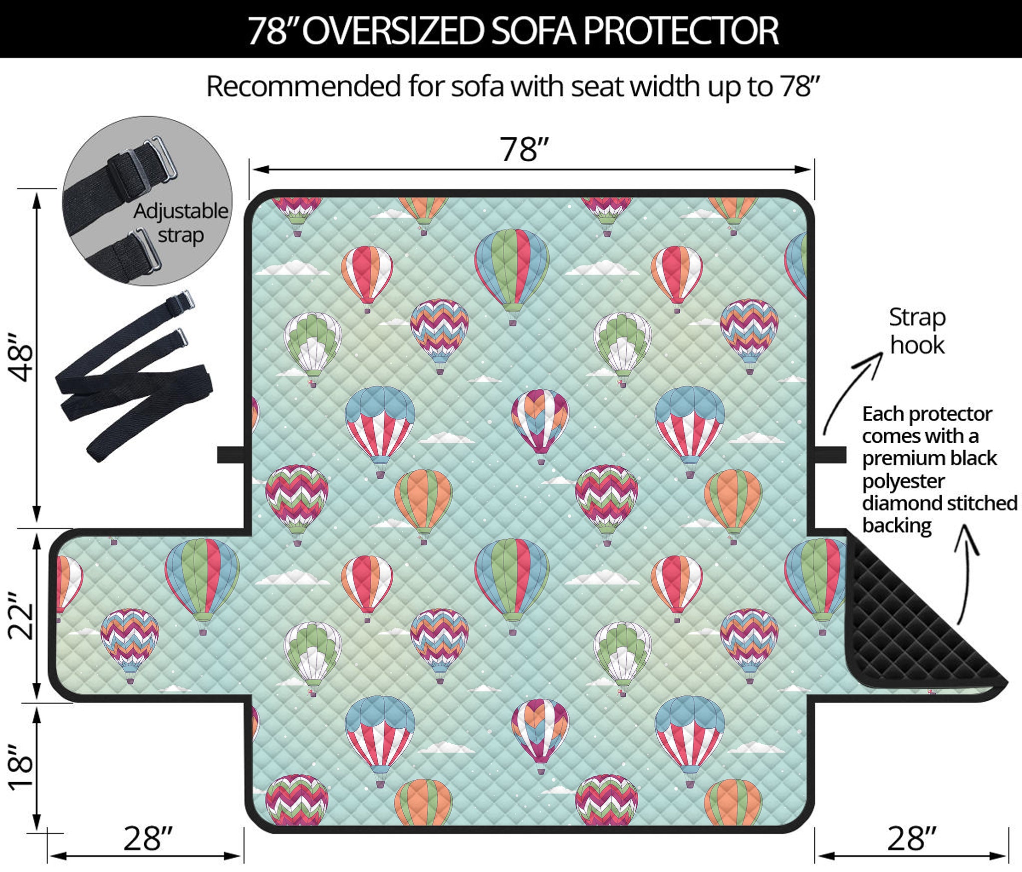 Hot Air Balloon Pattern Print Oversized Sofa Protector