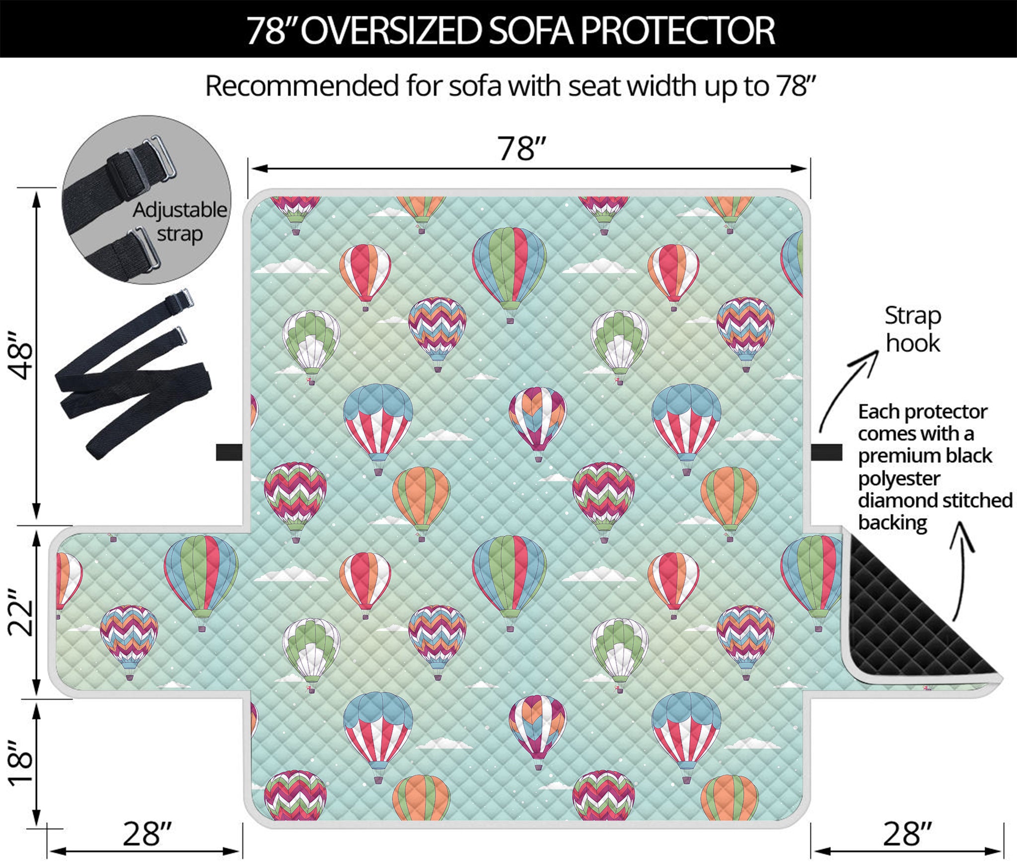 Hot Air Balloon Pattern Print Oversized Sofa Protector