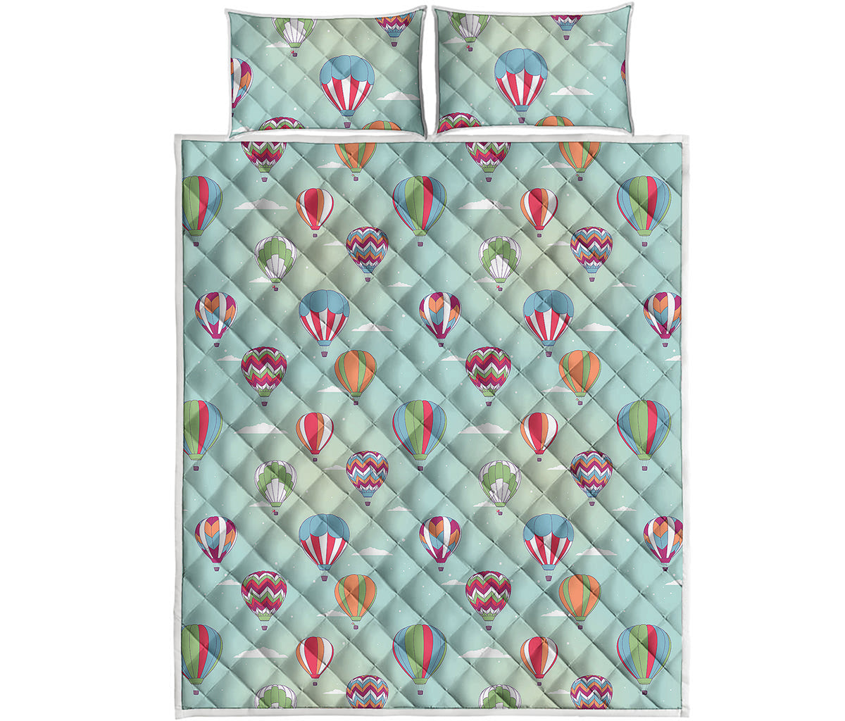 Hot Air Balloon Pattern Print Quilt Bed Set
