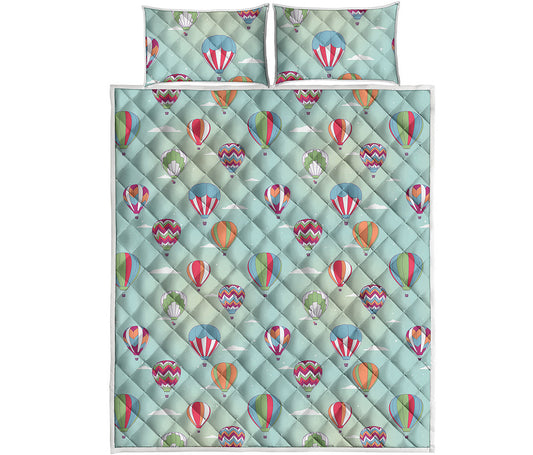 Hot Air Balloon Pattern Print Quilt Bed Set