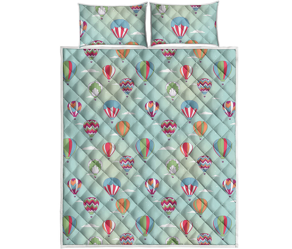 Hot Air Balloon Pattern Print Quilt Bed Set