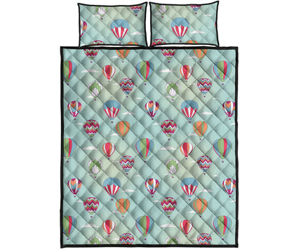 Hot Air Balloon Pattern Print Quilt Bed Set
