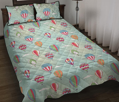 Hot Air Balloon Pattern Print Quilt Bed Set