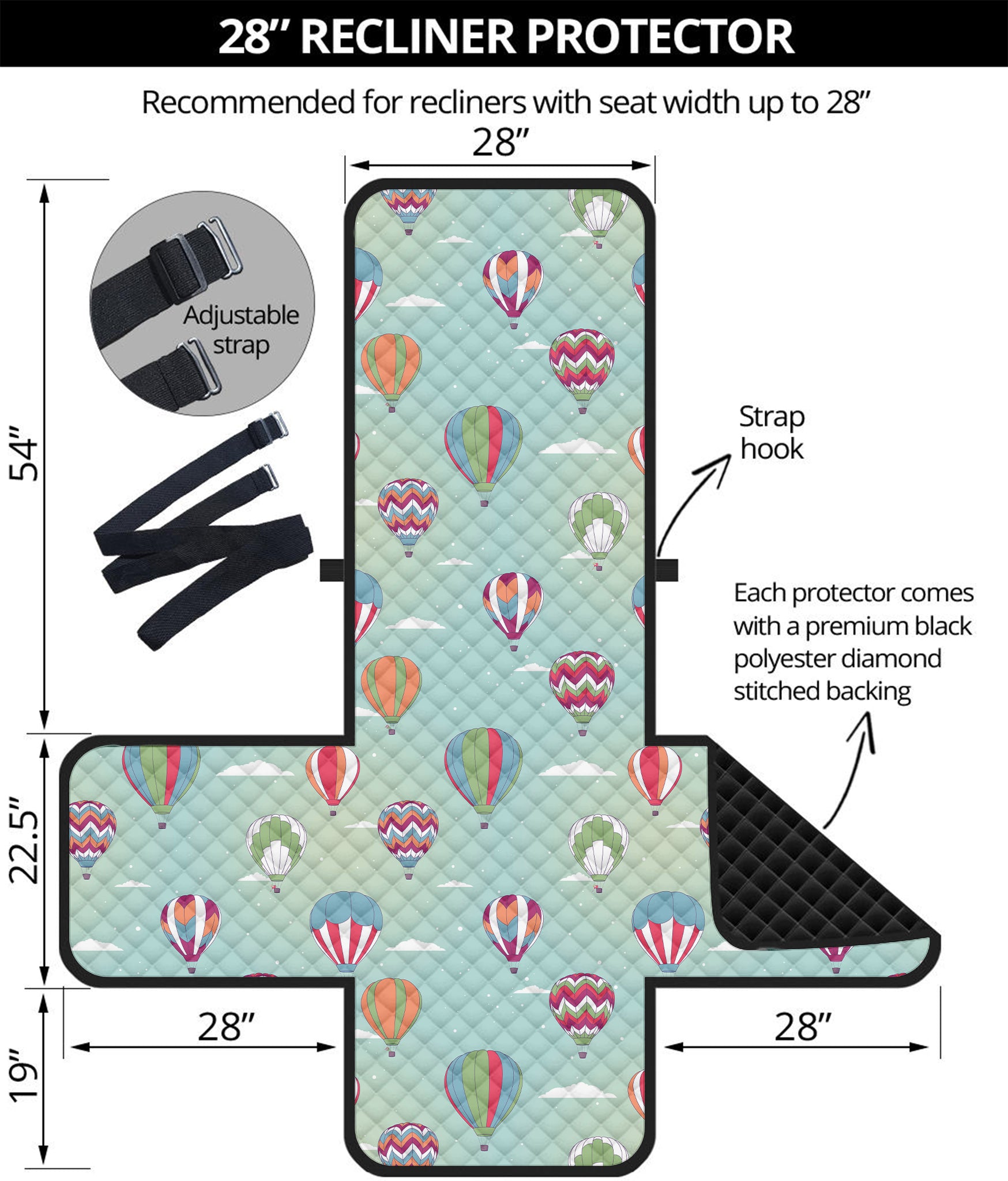 Hot Air Balloon Pattern Print Recliner Protector