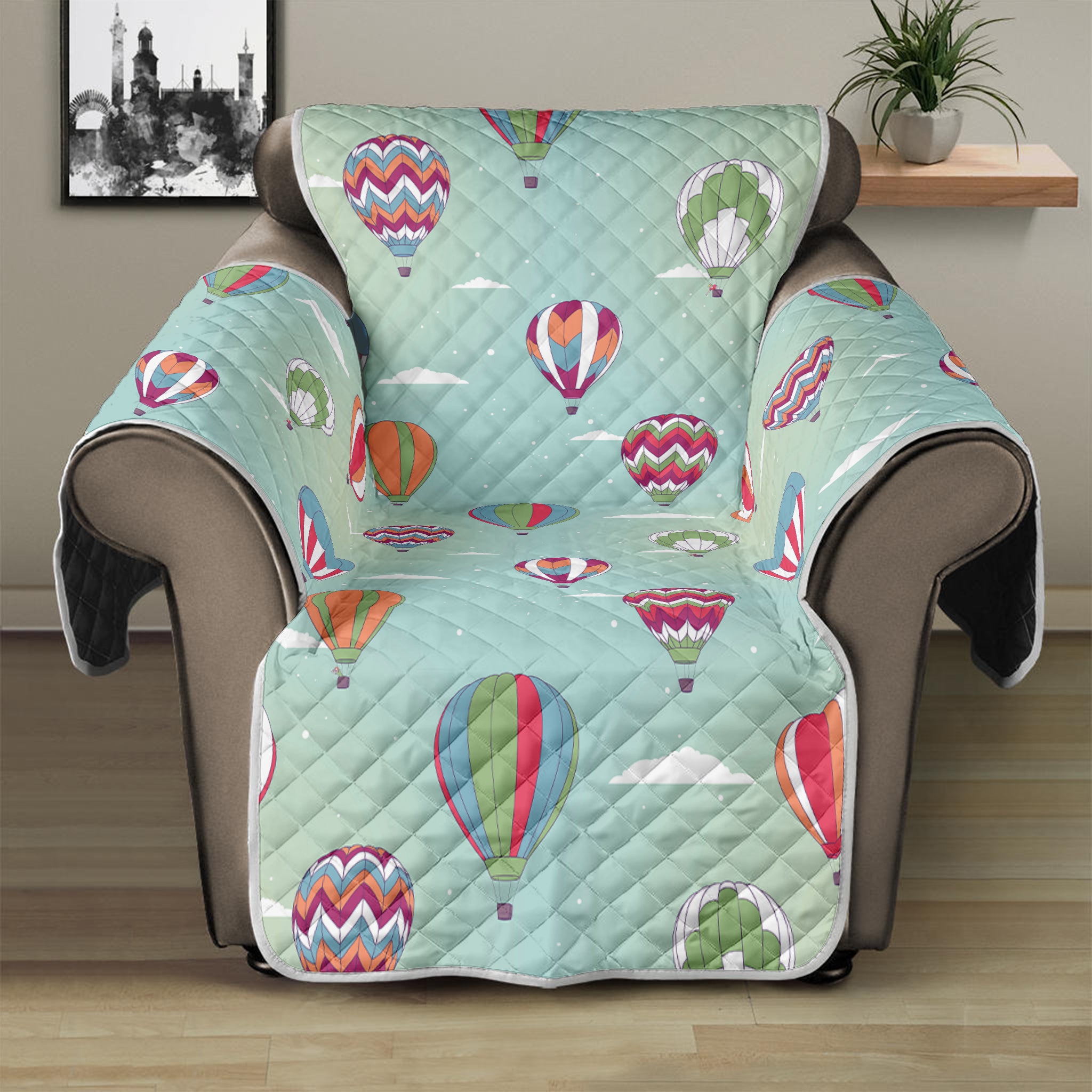 Hot Air Balloon Pattern Print Recliner Protector