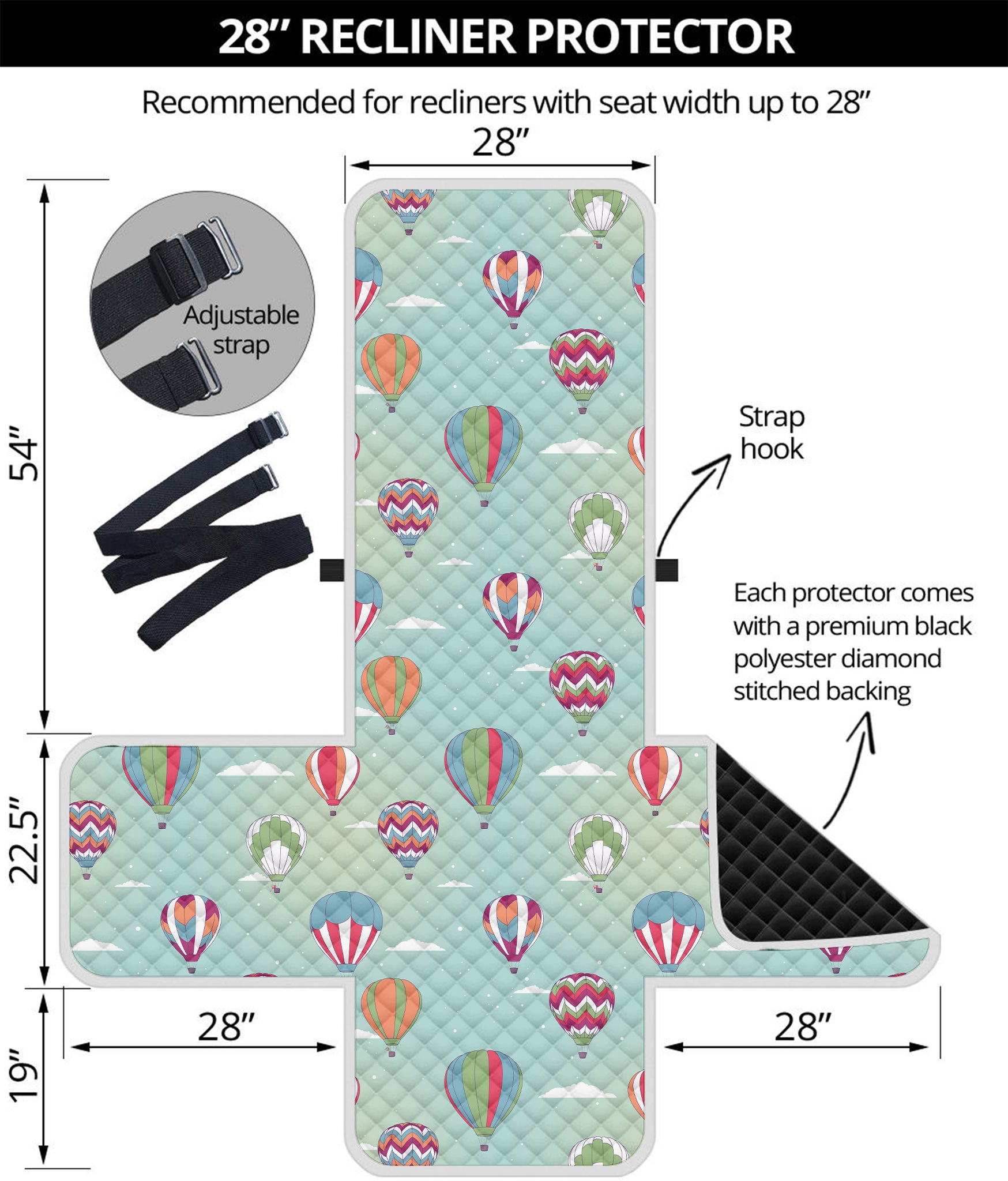 Hot Air Balloon Pattern Print Recliner Protector