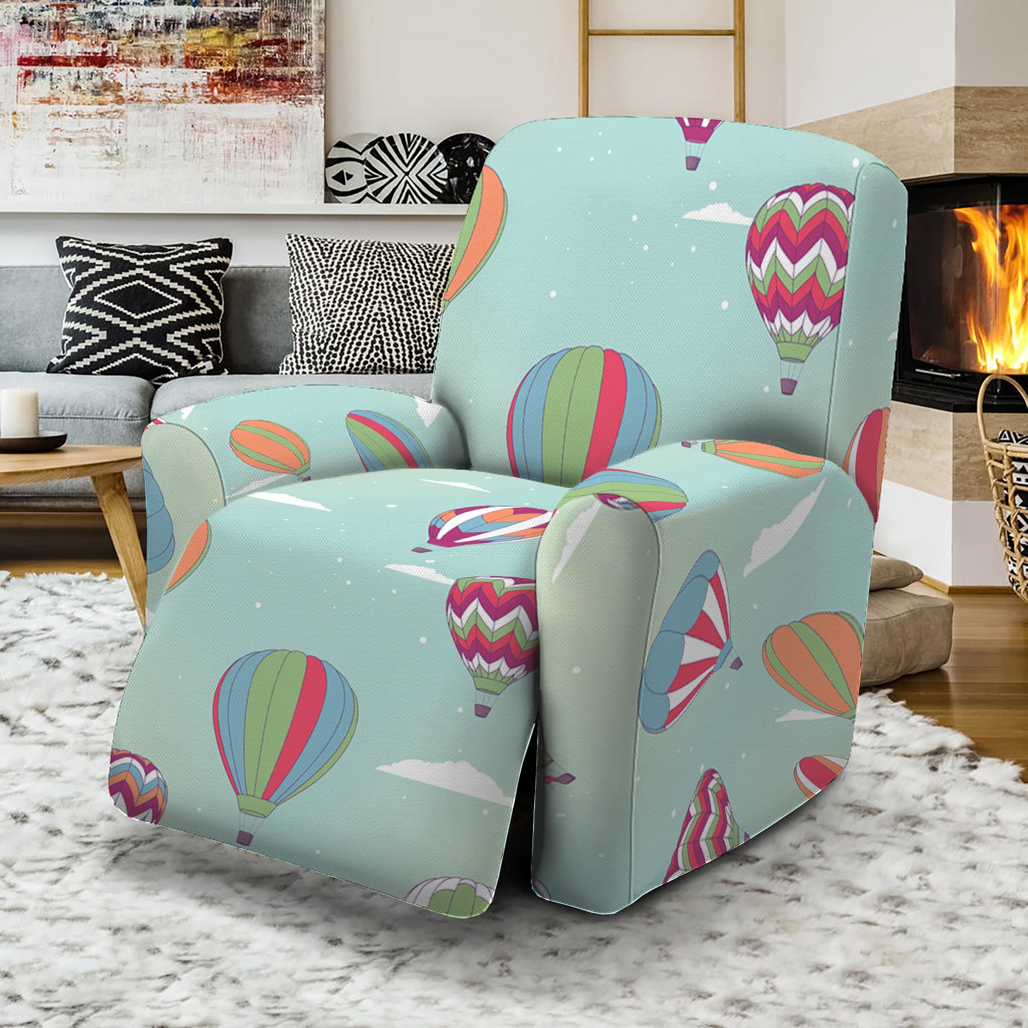 Hot Air Balloon Pattern Print Recliner Slipcover