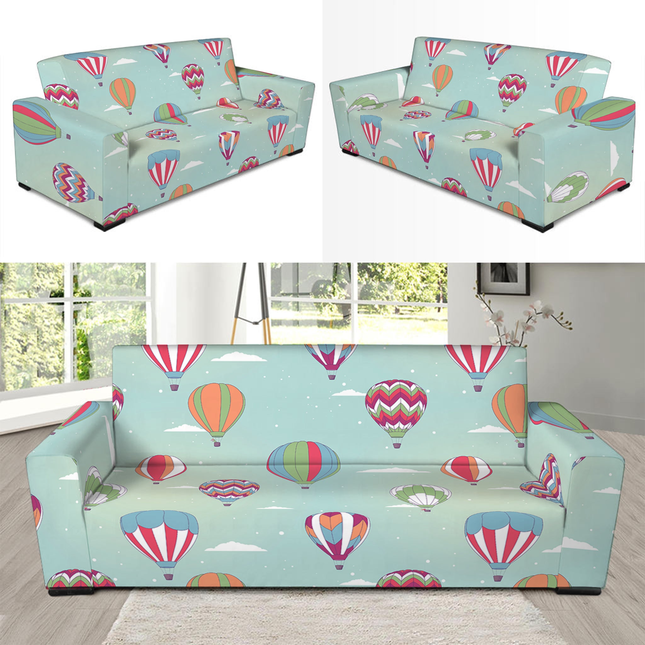 Hot Air Balloon Pattern Print Sofa Slipcover