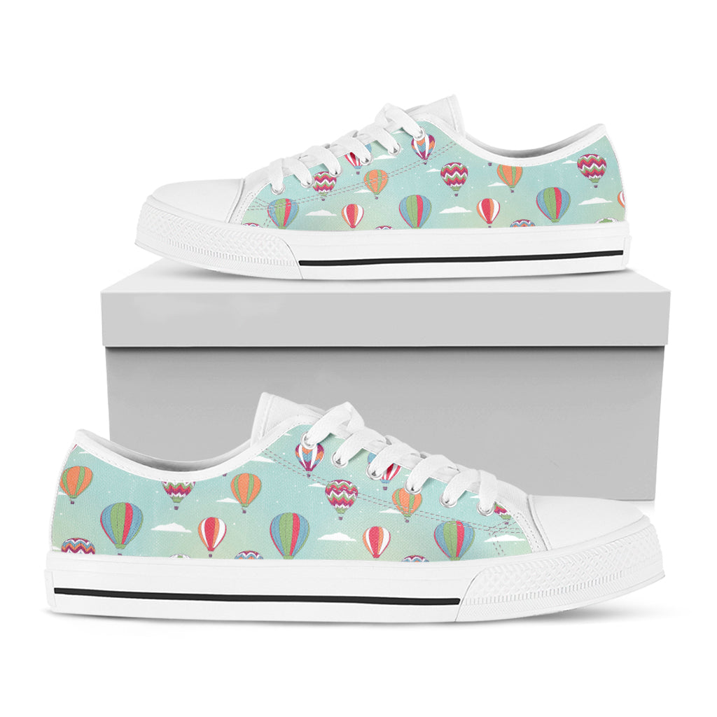 Hot Air Balloon Pattern Print White Low Top Shoes