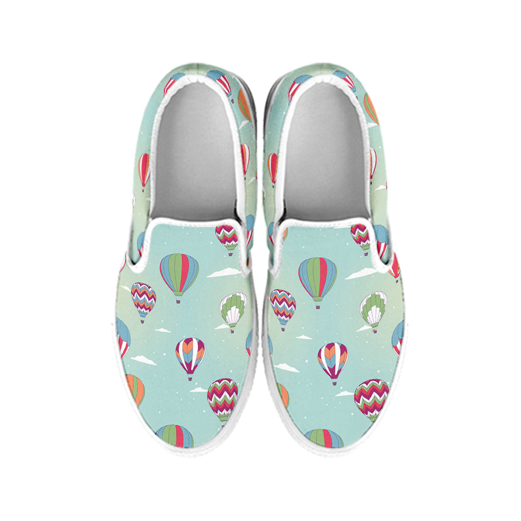 Hot Air Balloon Pattern Print White Slip On Shoes