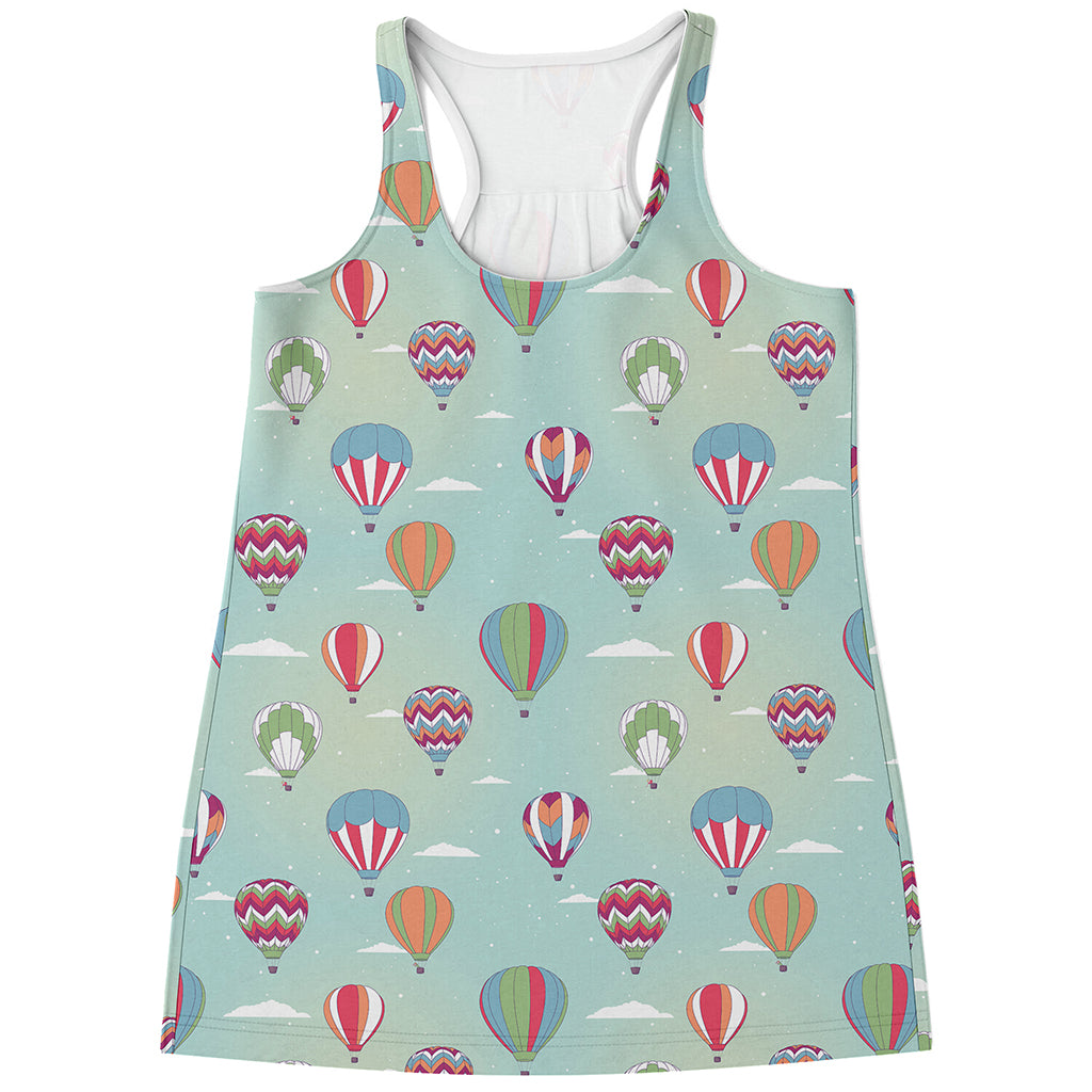 Hot Air Balloon Pattern Print Women's Racerback Tank Top